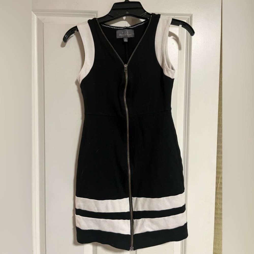 PJK - Patterson J Kincaid Black Zip Front Bodycon Dress - XS